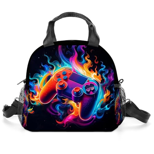 Game Lunch Bag Reusable Insulated Lunch Box Large Capacity Meal Tote for Kids Women Men Cooler Bag Waterproof Adjustable Shoulder Strap Gamer Lunch Tote for Work School Picnic Travel Hiking Office - color: Game08