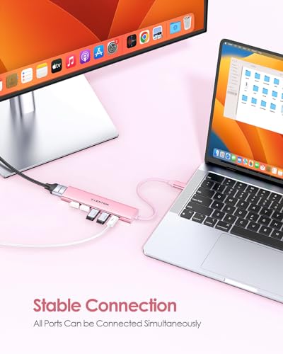 LENTION 6-in-1 USB C Hub, 4K@30Hz HDMI, 100W PD, 1 USB 3.0, 3 USB 2.0 | Ideal for Work & Study, Stable Driver 3.0 Certified, Compatible with macOS, iOS/iPadOS, Windows & ChromeOS (CH17, Rose Gold) - color: Rose Gold