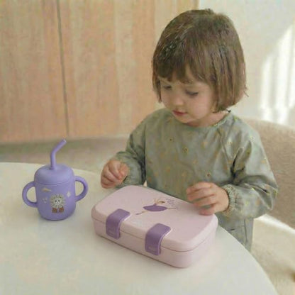 Kids Bento Explorer Lunch Box, 3 No-Mix Compartments, Microwave & Dishwasher Safe, Lightweight with Removable Tray, for Daycare, Preschool, School (Purple Light Powder Clevapirouette Friend) - color: Purple Light Powder Clevapirouette Friend
