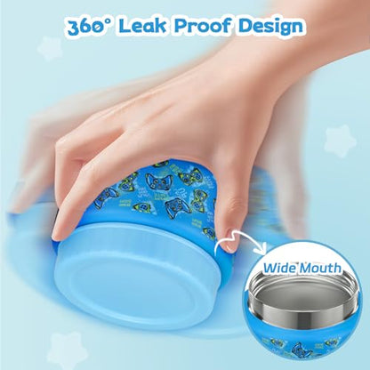 Bento Lunch Box Kids and 9oz Soup Thermos – 5.5-Cup Leakproof Kids Bento Box with Ice Pack & 9oz Insulated Food Jar – Hot & Cold Food Lunch Container for Boy Girl School, Blue Set - color: Blue Set