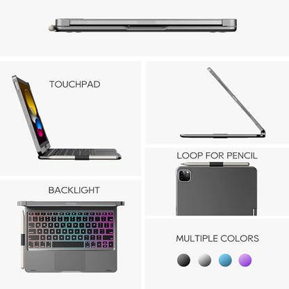 edaiser Swivel Keyboard Case for iPad 11th (A16) & 10th Generation, Gray | 360 Degree Rotatable Protective Cover | Pencil Holder | Multi-Touch Trackpad | RGB Backlit | Flexible Adjustable View Angle - color: Space Gray, size: iPad 10th/11th (a16)