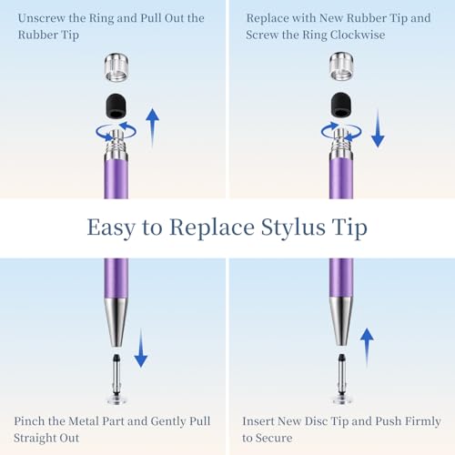 ChaoQ Stylus Pen for Touchscreen 6pcs 2-in-1 Stylus Pen for iPad iPhone | High Sensitivity and Precision Suitable for iPad iPhone Android Tablets and All Touch Screens - (Purple) - color: 6 Purple