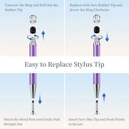 ChaoQ Stylus Pen for Touchscreen 6pcs 2-in-1 Stylus Pen for iPad iPhone | High Sensitivity and Precision Suitable for iPad iPhone Android Tablets and All Touch Screens - (Purple) - color: 6 Purple