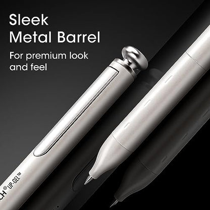 WRITECH Gel Pens Fine Point: Premium Metal Barrel Retractable 0.7mm Black Ink Pen 2ct with 2 Refills No Smear & Bleed Quick Dry Smooth Writing Silent Click Luxury Up-Gel - color: Black & White