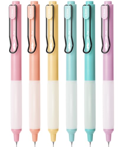 Mr. Pen- Retractable Gel Pens, 6 Pack, Black Ink, Pastel Barrels | Fine Point 0.5 mm, Fast Dry, Smooth Writing, Cute Gel Ink Pens for Drawing, Journaling, Writing Planner and School Supplies