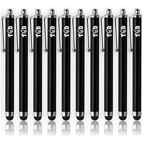 TCD 10-Pack Stylus Pen Set – Universal Capacitive Pen for iPad, iPhone, Tablet, Laptop – Premium Thick Rubber Tip Styluses for All Touchscreen Devices, Black - color: Black, size: 10 Pack