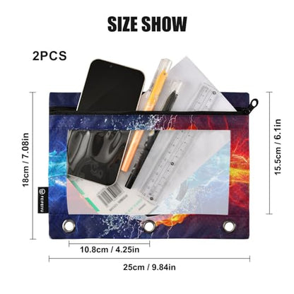 ZAZYXTJ Soccer Binder Pencil Pouchs 3 Ring with Zipper Clear Window | Office Organizers bag for School Students Teacher Supplies 2 Pack - color: Soccer