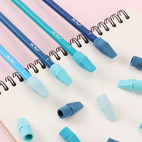 Mr. Pen- Pencil Top Erasers, 120 Pack, Blue Shades, Latex-Free | No-Smudge Cap Pencil Erasers for Precise Erasing, Kids, Teachers, Studying Supplies - color: Blue Shades, size: 120 Pack