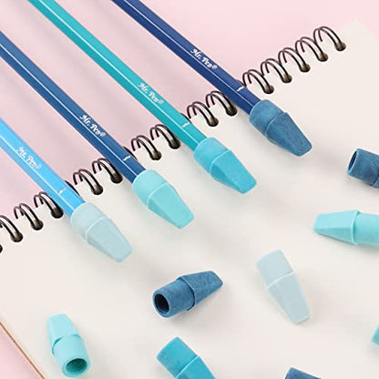 Mr. Pen- Pencil Top Erasers, 120 Pack, Blue Shades, Latex-Free | No-Smudge Cap Pencil Erasers for Precise Erasing, Kids, Teachers, Studying Supplies - color: Blue Shades, size: 120 Pack