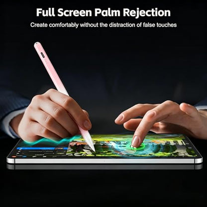 Stylus Pen for iPad 2026-2018 with 13mins Fast Charge,Tilt Sensitivity Palm Rejection Pencil for 11th (A16)/10/9/8/7/6 Gen, iPad Pro 11"/12.9"/M4/M5, iPad Air 3/4/5/M2/M3/M4 (Gradient Pink) - color: Gradient pink