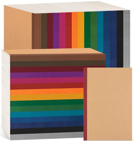 ALKALO 120 Pack Lined Notebook Journals Bulk, A5 College Ruled Composition Notebook, 8.3”x 5.5”, Kraft Cover with Vintage Spines, 15 Colors 60 Pages for School Office Travel(Vintage-Lined-120 pack) - color: Vintage, style: Lined-120pack