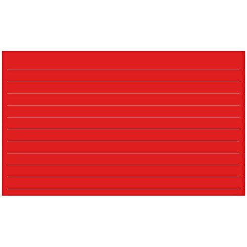 Colonial Cards: 150 Color Cardstock 3" x 5" Index Cards, Red, Lined Landscape Format - color: red