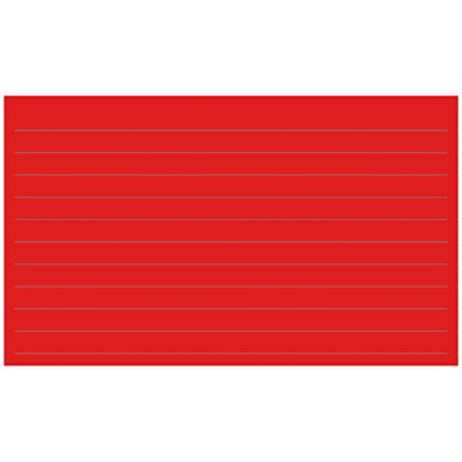 Colonial Cards: 150 Color Cardstock 3" x 5" Index Cards, Red, Lined Landscape Format - color: red