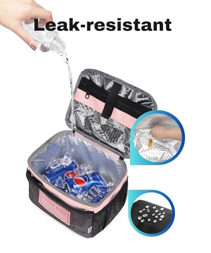 SUNNY BIRD Insulated Lunch Bag with Foldable and Leakproof Design, Thermally Insulated, Shoulder Strap for Women, Men and Teen (Pink 002) - color: Pink002