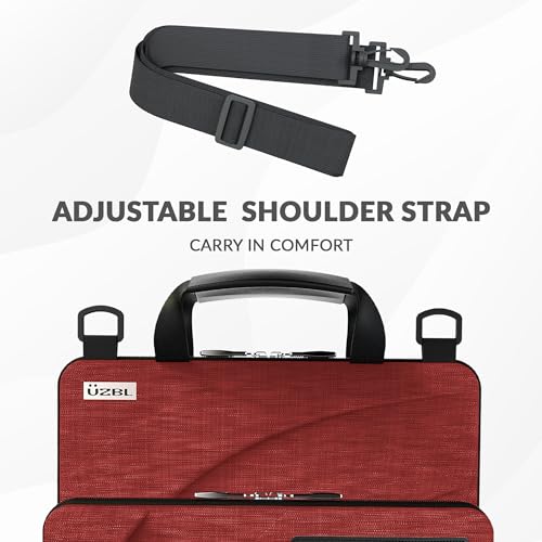 UZBL 11-11.6 Inch Always-on Chromebook Protective Hard Shell Case Cover with Pouch and Shoulder Strap, Fits MacBook Neo 13 inch - color: Deep Red