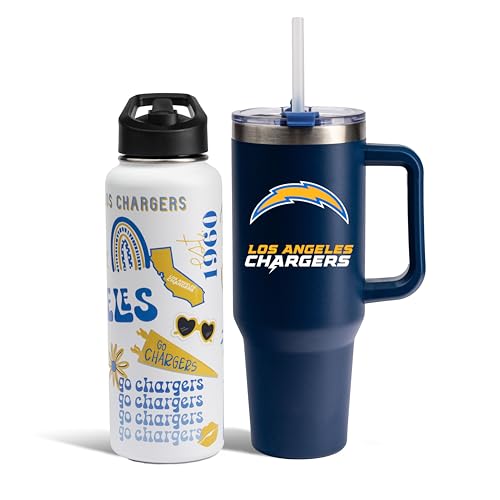 The Memory Company Officially Licensed NFL 2-Pack Stainless Steel Tumbler Set, 34oz Team Spirit Water Bottle & 40oz Game Day Tumbler with Lid and Straw, BPA-Free Materials, Convenient Straw Design