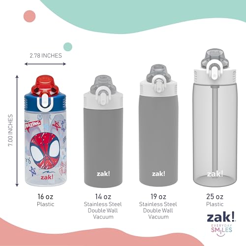Zak Designs Marvel Spider-Man Sage Kids Water Bottle For School or Travel, 16oz Durable Plastic Water Bottle With Straw, Handle, and Leak-Proof Spout Cover, 2-Pack (Spidey and His Amazing Friends) - color: Spidey and His Amazing Friends