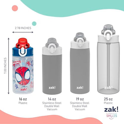 Zak Designs Marvel Spider-Man Sage Kids Water Bottle For School or Travel, 16oz Durable Plastic Water Bottle With Straw, Handle, and Leak-Proof Spout Cover, 2-Pack (Spidey and His Amazing Friends) - color: Spidey and His Amazing Friends