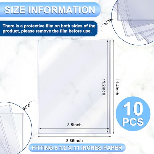 Jecery 10 Pack 8.5 x 11 Inch Rigid Sheet Protectors, Clear Hard Plastic Document Sleeves for Printed Papers, Artwork, Photos, Certificates and Presentation Display - size: 8.5 x 11''