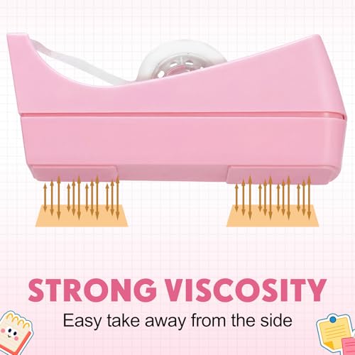 Yahenda 10 Pack Pink Desktop Tape Dispenser Non Skid Base with 0.7 x 985 Inches Invisible Tape Refills Bulk Weighted Roll Dispenser for Office Home School - color: Pink