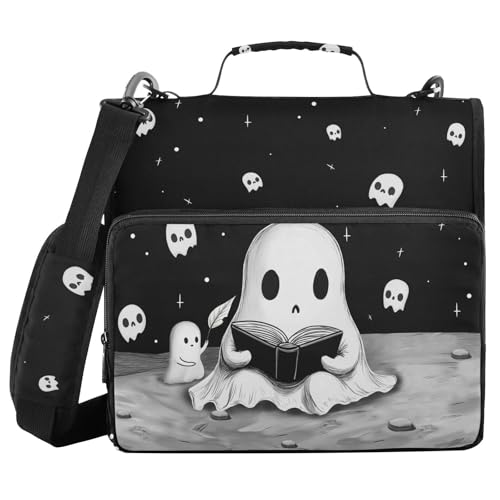 Halloween Ghost Binder Bag 3 Ring Zipper with Handle Shoulder Strap | for School Work Office Organizer Storage Case - color: Halloween Ghost