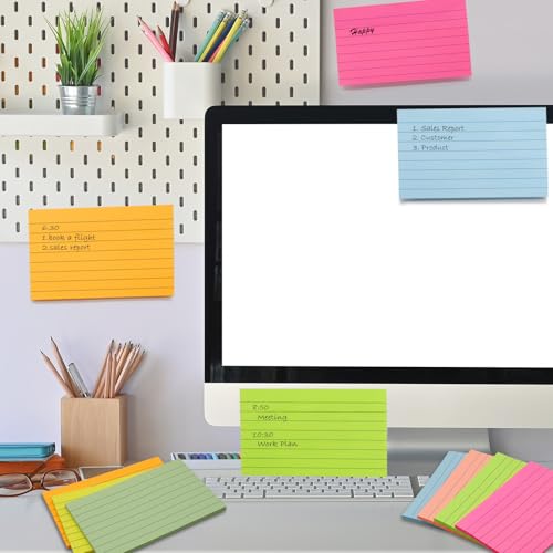 9 Pack Lined Sticky Notes 3x5 in Large Sticky Notes, 9 Bright Multi Colors Self Big Sticky Notes Pad Its, Strong Adhesive, Sticky Note Large for Notebook, Office, School and Home - size: 3x5 in