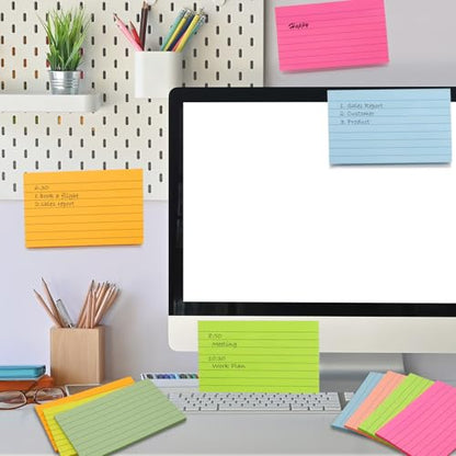 9 Pack Lined Sticky Notes 3x5 in Large Sticky Notes, 9 Bright Multi Colors Self Big Sticky Notes Pad Its, Strong Adhesive, Sticky Note Large for Notebook, Office, School and Home - size: 3x5 in