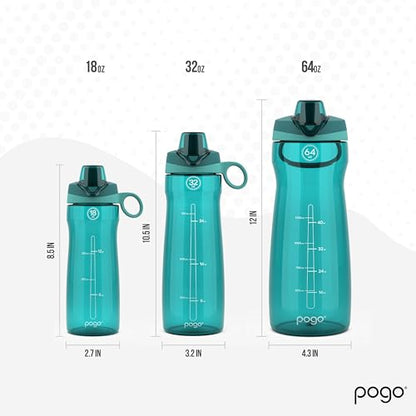 Pogo BPA-Free Plastic Water Bottle with Chug Lid, 32 Oz, Quetzal Teal - color: Teal, size: 32 Ounces