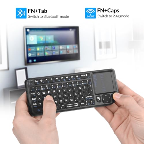Rii Mini Keyboard with Touchpad,Bluetooth Keyboard Backlit,Handheld Wireless Keyboard for Smart TV,Android TV Box,Fire TV Stick,HTPC,Projector,PC,Smartphone,Office,Home