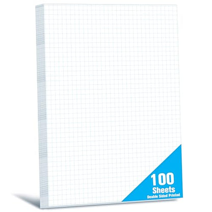 100 Sheets Graph Paper, Double-sided Grid Paper 4x4 Graph Ruled Paper (4 Squares per inch), Easy to Tear Blueprint Grid Pad For Students, Officers, Engineering Drawing, Drafting