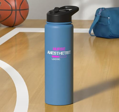 nurse anesthetist loading - future crna nursing student Stainless Steel Insulated Water Bottle - color: Light Blue