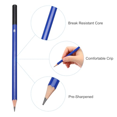 PATIKIL 3B Drawing Pencils for Sketching, 12PCS Sketch Pencils for Drawing Art Pencils Graphite Wood Pre-sharpened for Drawing Sketching Artists, 3B Pencils - size: 1 Count (Pack of 1), style: 3B
