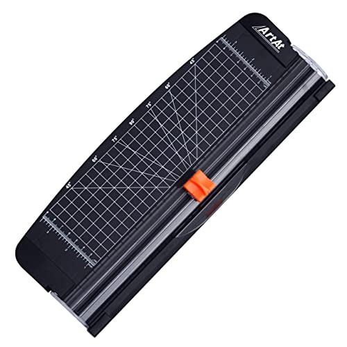 ArtAt 12-Inch Paper Cutter with Retractable Safety Blade, A4 Portable Trimmer for Cardstock, Laminated Paper, Photos, Crafts, Gift Cards, Coupons, Kraft Labels (Auto-Lock & Precise Cutting)