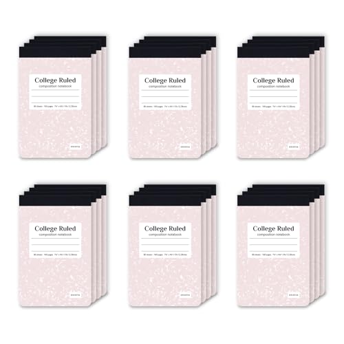 ONAVIA Pink Small Composition Notebooks Bulk, College Ruled 160 Pages | 4.75 x 7.5 in, 80 Sheets, 24 Pack Half Size Composition Notebooks, Mini Notepad Journal, Primary Students, Classroom, Reading - color: Pink, style: 24 Pack