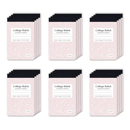 ONAVIA Pink Small Composition Notebooks Bulk, College Ruled 160 Pages | 4.75 x 7.5 in, 80 Sheets, 24 Pack Half Size Composition Notebooks, Mini Notepad Journal, Primary Students, Classroom, Reading - color: Pink, style: 24 Pack