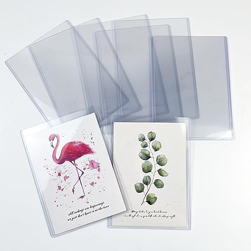 Rainmae 40 Pack 5" x 7" Rigid Print Protectors, Clear Waterproof Hard Plastic Page Sheet Protectors, B6 Paper Sleeves Photo Plastic Sleeves Document Holder Birth Certificate Protector - color: 5x7in (40 Pcs)