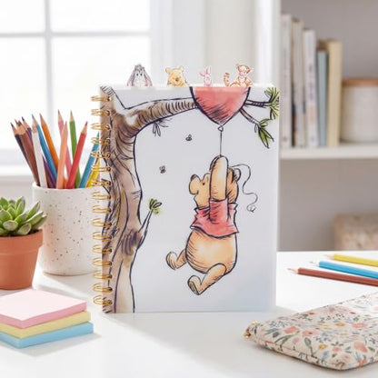 Disney Winnie the Pooh Tab Journal Spiral Notebook with Cute Dividers | Winnie The Pooh School Supplies & Office Stationery, 96 Lined Pages, Vinyl Cover, 8 x 7 Notebook for School, Planning & Gifts - style: Winnie the Pooh - White