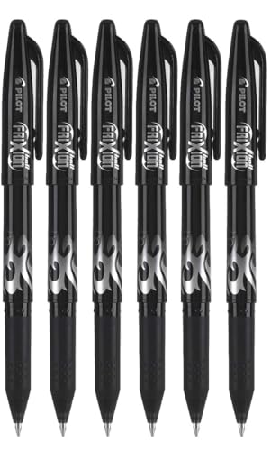 Frixion Ball Stick Erasable Gel Pens Fine Point (.7mm) Black Ink 6-pk; Include with Plastic Reusable Pouch - size: 1 Count (Pack of 6)