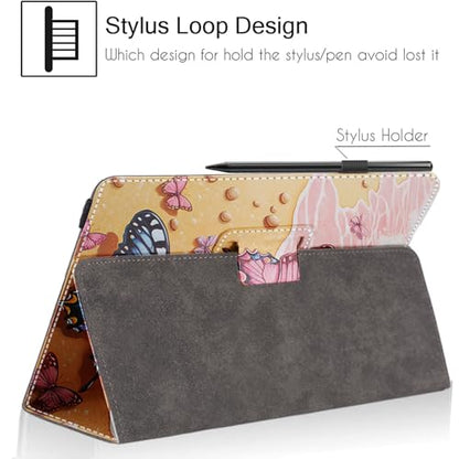 Universal 10 10.1 Inch Android Tablet Case,Slim Folding Stand Cover for All 9"-10.5" Touchscreen Tablet Case with Stylus Pen Holder,Beach Butterflies - color: Beach Butterflies