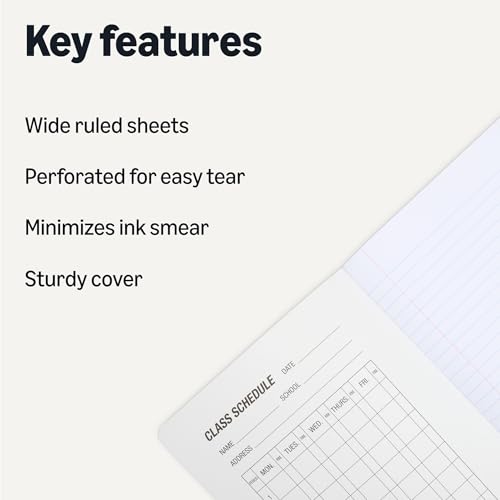 Amazon Basics Composition Notebook, Wide Ruled, 100 Sheets, 9.75" x 7.5", Marble Black, 12-Pack - color: Marble Black, size: Wide Ruled,12-pack