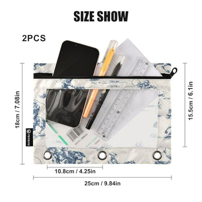 Pencil Pouch for 3 Ring Binder Cowboys on Horseback Zipper Binder Pouches Bags Pen Holder Case with Clear Window 2 Pack for School Office Supplies - color: Cowboys