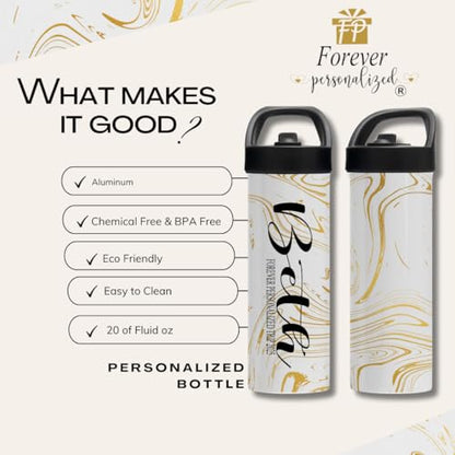 Custom Leakproof Water Bottle 20oz| Gym Tumblers| Running Cup| Adult Tumbler| Marble Sport Bottle (Gold) - color: Gold