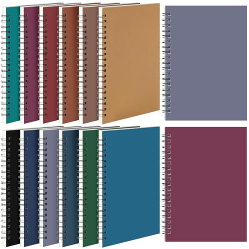 Leelosp 12 Pcs Small Spiral Notebook Lined Spiral Journal College Ruled Notebook Wire Bound Kraft Cover, 120 Pages for Work (Dark Color,5 x 7 Inch) - color: Dark Color, size: 5 x 7 Inch
