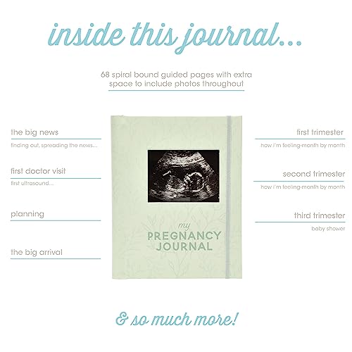 Pearhead My Pregnancy Journal, Guided Pregnancy Memory Book with Sonogram Photo Insert, Trimester Milestone Tracker & Keepsake for Expecting Moms, Baby Shower Gift, Sage Green Leaf - color: Sage Green Leaf Pregnancy Journal
