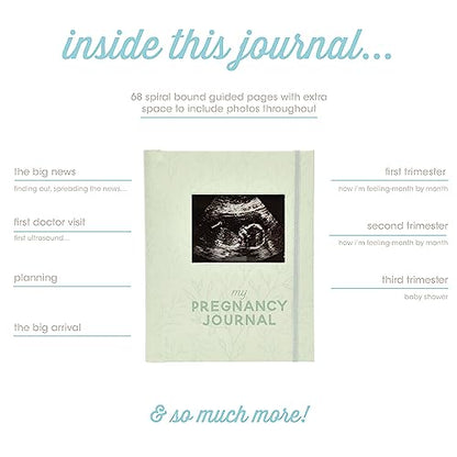 Pearhead My Pregnancy Journal, Guided Pregnancy Memory Book with Sonogram Photo Insert, Trimester Milestone Tracker & Keepsake for Expecting Moms, Baby Shower Gift, Sage Green Leaf - color: Sage Green Leaf Pregnancy Journal