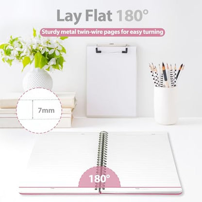 VALOME Journaling Notebooks, A5 Lined Spiral Notebook for Women & Men, 146 Pages College Ruled Hardcover Note Book for Work, Note Taking, Journaling, School, Writing (Rose Pink) - color: Rose Pink