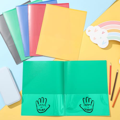 Henoyso 24 Pcs School to Home Folder with Pocket Plastic Heavy Duty Clipboard Folder with Clear Front Pocket Homework Take Home Folders for School Students Parent Teacher Communication(Green) - color: Green