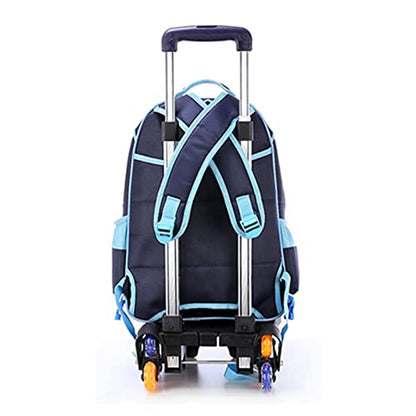 Backpack Trolley with Wheels, Foldable Luggage Trolley,6 Wheels Rolling-Luggage Carts, Aluminium Alloy Travel Hand Trolley for Bags Lunch Backpack - color: 6 Blue Rubber