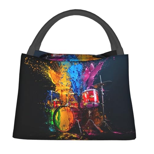 Colorful Drum Set Lunch Bag for Women, Girls, Kids, Reusable Insulated Lunch Box for Work, Office, Picnic, Travel, School, Gifts - color: Colorful Drum Set