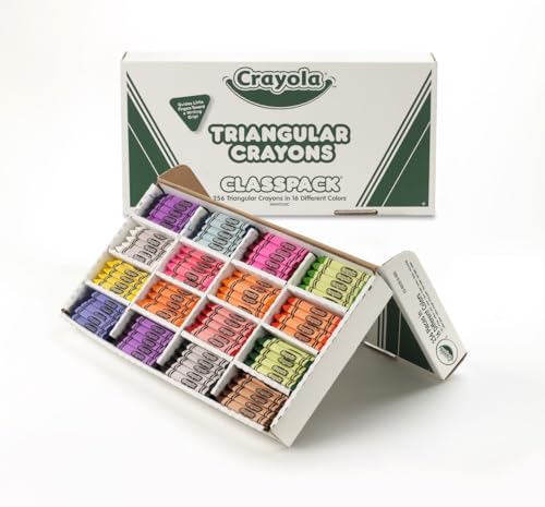 Crayola Triangular Crayon Classpack, 16 Assorted Toddler Crayons, Anti Roll, Bulk School Classroom Essentials, Preschool & Kindergarten Must Haves, 256 Count, (Pack of 2) - size: 256 Count (Pack of 2)